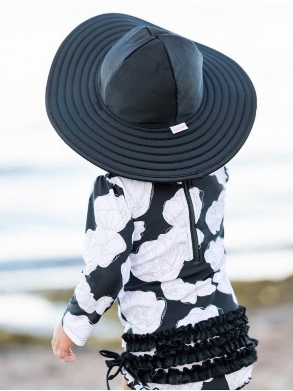 ⭐️⭐️ PICK 5 / $20 Ruffle Butts Black Wide Brim Sun Hat with Chin Ties